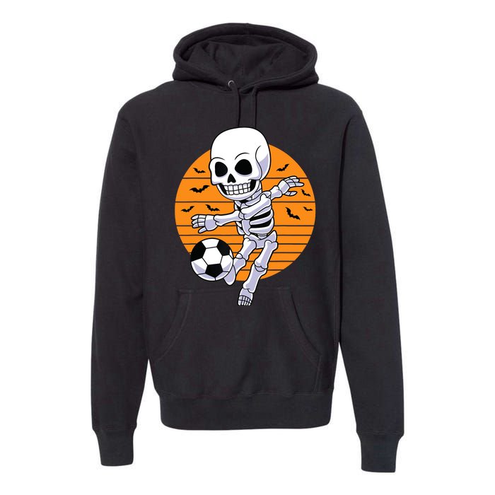 Skeleton Soccer Player Boy Funny Halloween Premium Hoodie