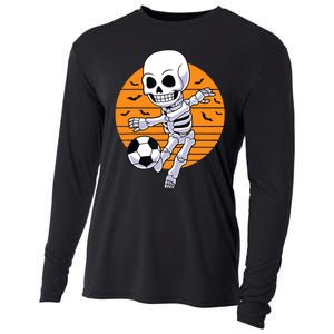 Skeleton Soccer Player Boy Funny Halloween Cooling Performance Long Sleeve Crew