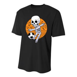 Skeleton Soccer Player Boy Funny Halloween Youth Performance Sprint T-Shirt