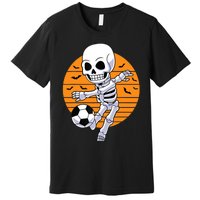 Skeleton Soccer Player Boy Funny Halloween Premium T-Shirt