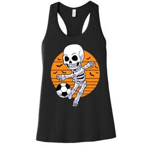 Skeleton Soccer Player Boy Funny Halloween Women's Racerback Tank