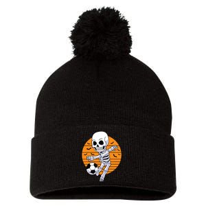 Skeleton Soccer Player Boy Funny Halloween Pom Pom 12in Knit Beanie