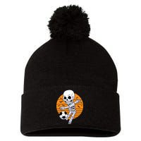 Skeleton Soccer Player Boy Funny Halloween Pom Pom 12in Knit Beanie