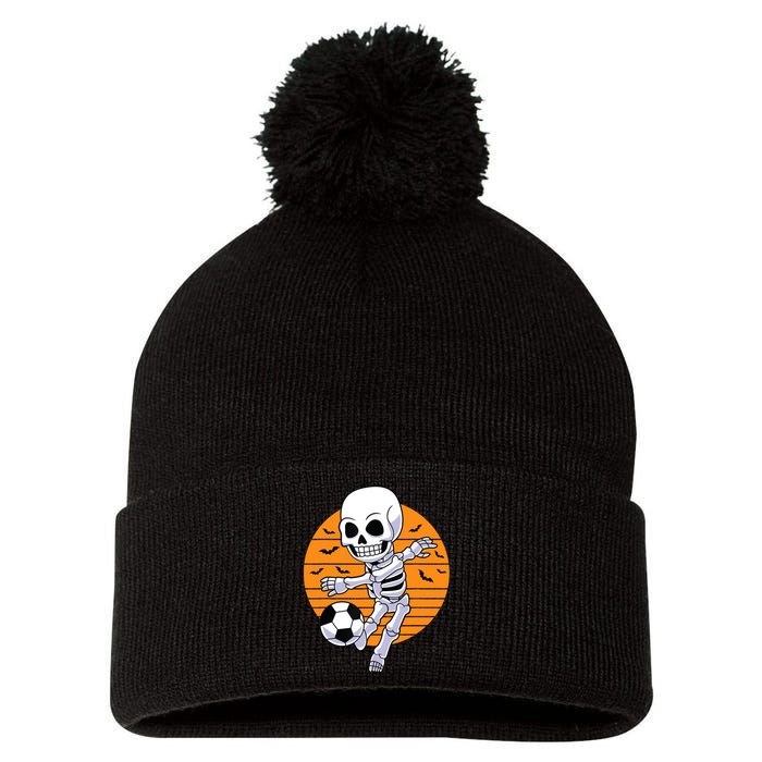 Skeleton Soccer Player Boy Funny Halloween Pom Pom 12in Knit Beanie