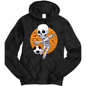 Skeleton Soccer Player Boy Funny Halloween Tie Dye Hoodie