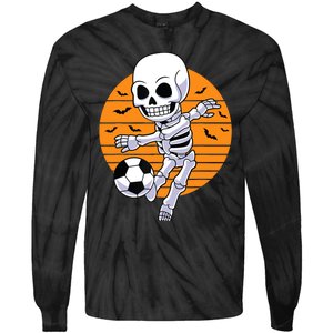 Skeleton Soccer Player Boy Funny Halloween Tie-Dye Long Sleeve Shirt