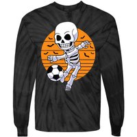 Skeleton Soccer Player Boy Funny Halloween Tie-Dye Long Sleeve Shirt