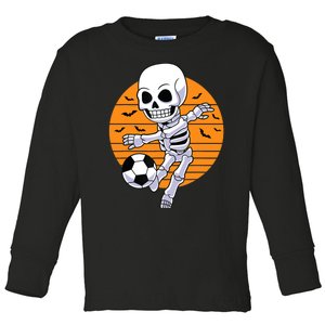 Skeleton Soccer Player Boy Funny Halloween Toddler Long Sleeve Shirt