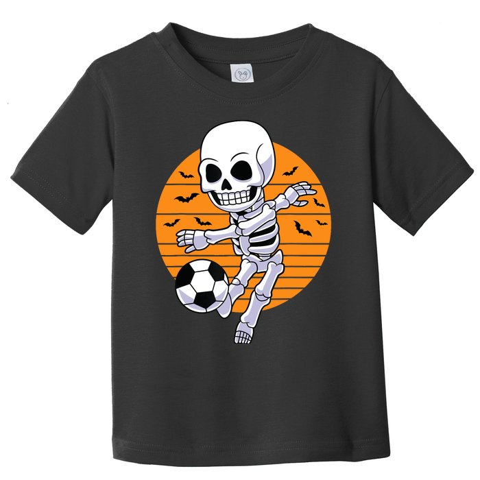 Skeleton Soccer Player Boy Funny Halloween Toddler T-Shirt