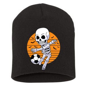 Skeleton Soccer Player Boy Funny Halloween Short Acrylic Beanie