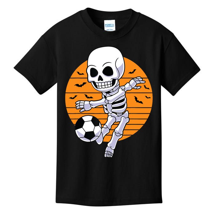 Skeleton Soccer Player Boy Funny Halloween Kids T-Shirt