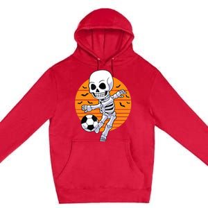 Skeleton Soccer Player Boy Funny Halloween Premium Pullover Hoodie