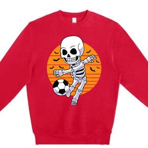 Skeleton Soccer Player Boy Funny Halloween Premium Crewneck Sweatshirt