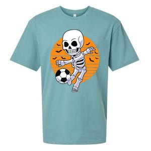 Skeleton Soccer Player Boy Funny Halloween Sueded Cloud Jersey T-Shirt