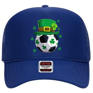 Soccer St Patricks Day Leprechaun Shamrock High Crown Mesh Back Trucker Hat