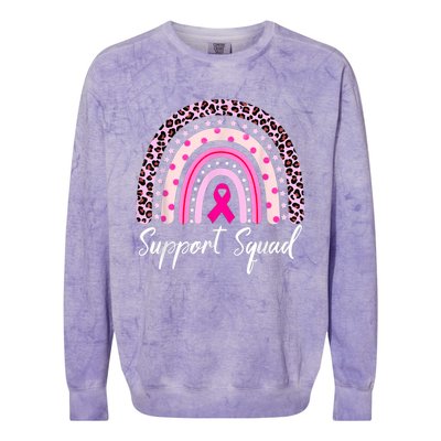 Support Squad Pink Rainbow Leopard Breast Cancer Awareness Colorblast Crewneck Sweatshirt