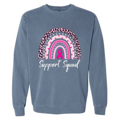 Support Squad Pink Rainbow Leopard Breast Cancer Awareness Garment-Dyed Sweatshirt