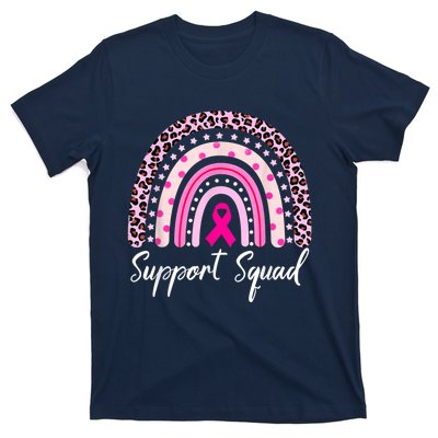 Support Squad Pink Rainbow Leopard Breast Cancer Awareness T-Shirt