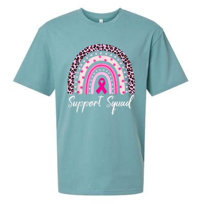 Support Squad Pink Rainbow Leopard Breast Cancer Awareness Sueded Cloud Jersey T-Shirt