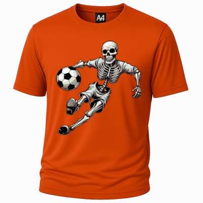 Soccer Skeleton Playing Soccer Halloween Skull Lover Cooling Performance Crew T-Shirt