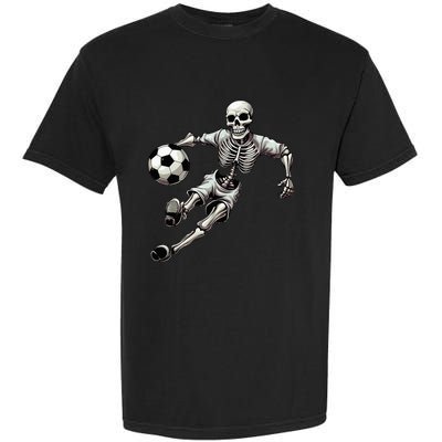 Soccer Skeleton Playing Soccer Halloween Skull Lover Garment-Dyed Heavyweight T-Shirt