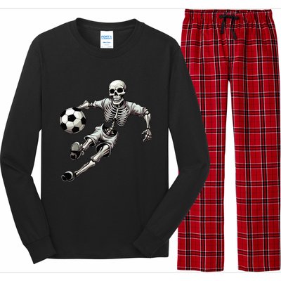 Soccer Skeleton Playing Soccer Halloween Skull Lover Long Sleeve Pajama Set