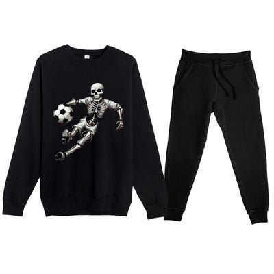 Soccer Skeleton Playing Soccer Halloween Skull Lover Premium Crewneck Sweatsuit Set