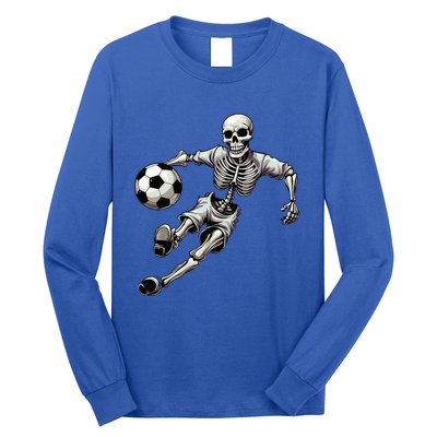 Soccer Skeleton Playing Soccer Halloween Skull Lover Long Sleeve Shirt