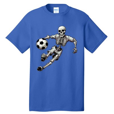 Soccer Skeleton Playing Soccer Halloween Skull Lover Tall T-Shirt