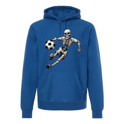 Soccer Skeleton Playing Soccer Halloween Skull Lover Premium Hoodie