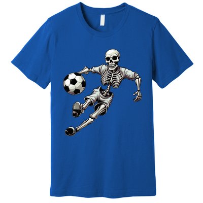 Soccer Skeleton Playing Soccer Halloween Skull Lover Premium T-Shirt