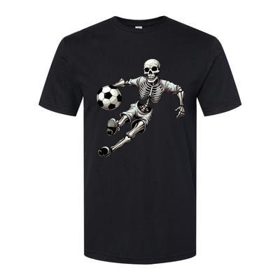 Soccer Skeleton Playing Soccer Halloween Skull Lover Softstyle CVC T-Shirt