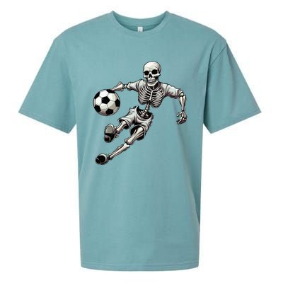 Soccer Skeleton Playing Soccer Halloween Skull Lover Sueded Cloud Jersey T-Shirt