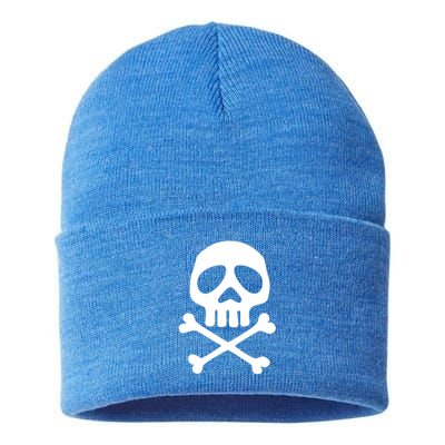 Skull Space Pirate Captain Party Halloween Day Of The Dead Cool Gift Sustainable Knit Beanie