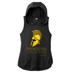 Stoicism Seneca Quote On Difficulties Stoic Philosophy Ladies PosiCharge Tri-Blend Wicking Draft Hoodie Tank