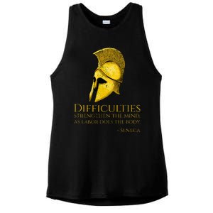 Stoicism Seneca Quote On Difficulties Stoic Philosophy Ladies PosiCharge Tri-Blend Wicking Tank