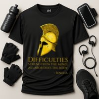 Stoicism Seneca Quote On Difficulties Stoic Philosophy Cooling Performance Crew T-Shirt