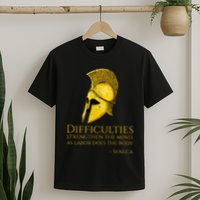 Stoicism Seneca Quote On Difficulties Stoic Philosophy T-Shirt