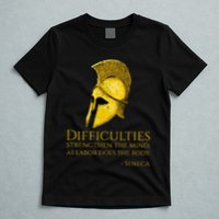 Stoicism Seneca Quote On Difficulties Stoic Philosophy T-Shirt