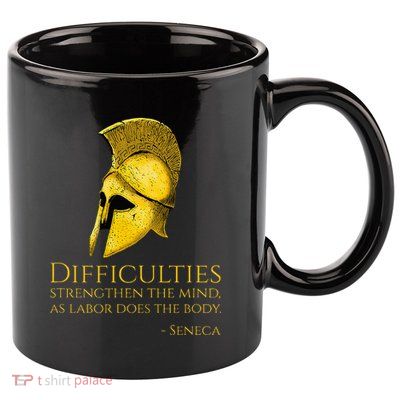 Stoicism Seneca Quote On Difficulties Stoic Philosophy 11oz C Handle Ceramic Mug