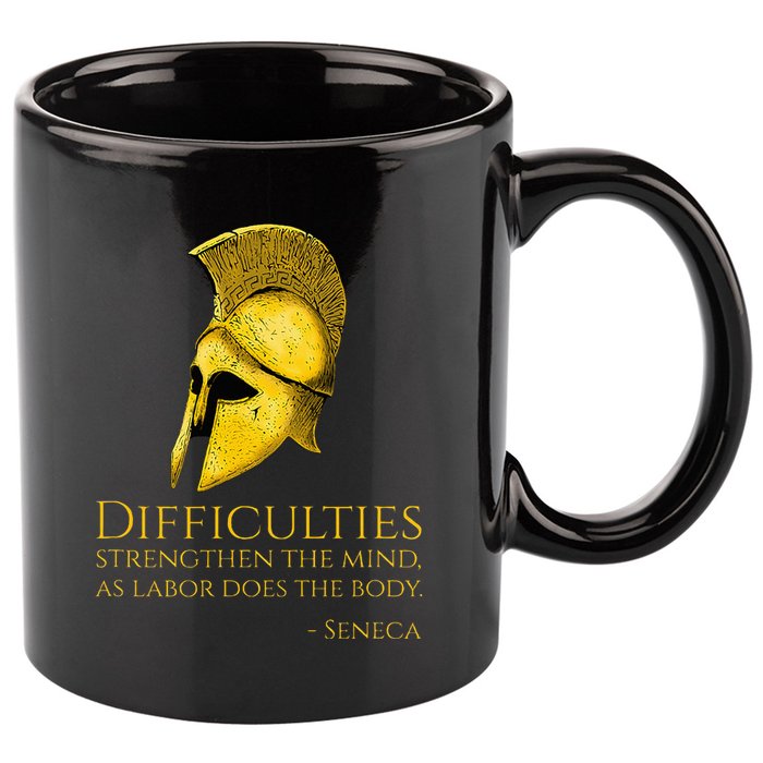 Stoicism Seneca Quote On Difficulties Stoic Philosophy 11oz C Handle Ceramic Mug