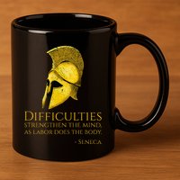 Stoicism Seneca Quote On Difficulties Stoic Philosophy 11oz C Handle Ceramic Mug