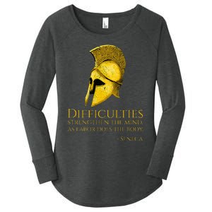 Stoicism Seneca Quote On Difficulties Stoic Philosophy Women's Perfect Tri Tunic Long Sleeve Shirt