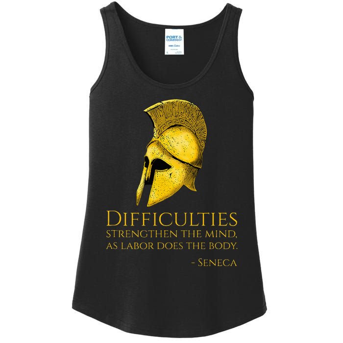 Stoicism Seneca Quote On Difficulties Stoic Philosophy Ladies Essential Tank