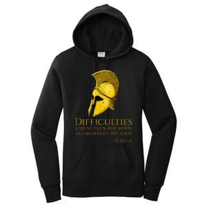 Stoicism Seneca Quote On Difficulties Stoic Philosophy Women's Pullover Hoodie