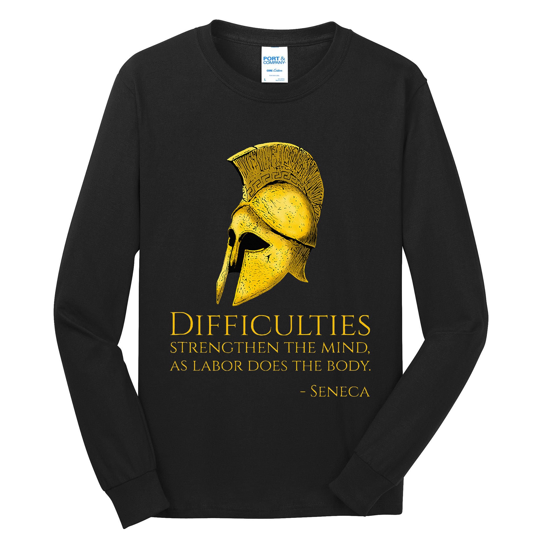 Stoicism Seneca Quote On Difficulties Stoic Philosophy Tall Long Sleeve T-Shirt