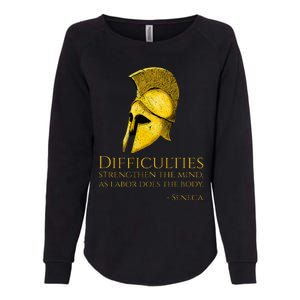 Stoicism Seneca Quote On Difficulties Stoic Philosophy Womens California Wash Sweatshirt