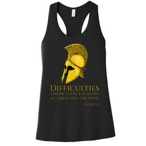 Stoicism Seneca Quote On Difficulties Stoic Philosophy Women's Racerback Tank