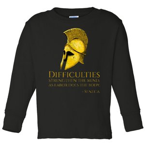 Stoicism Seneca Quote On Difficulties Stoic Philosophy Toddler Long Sleeve Shirt