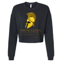 Stoicism Seneca Quote On Difficulties Stoic Philosophy Cropped Pullover Crew